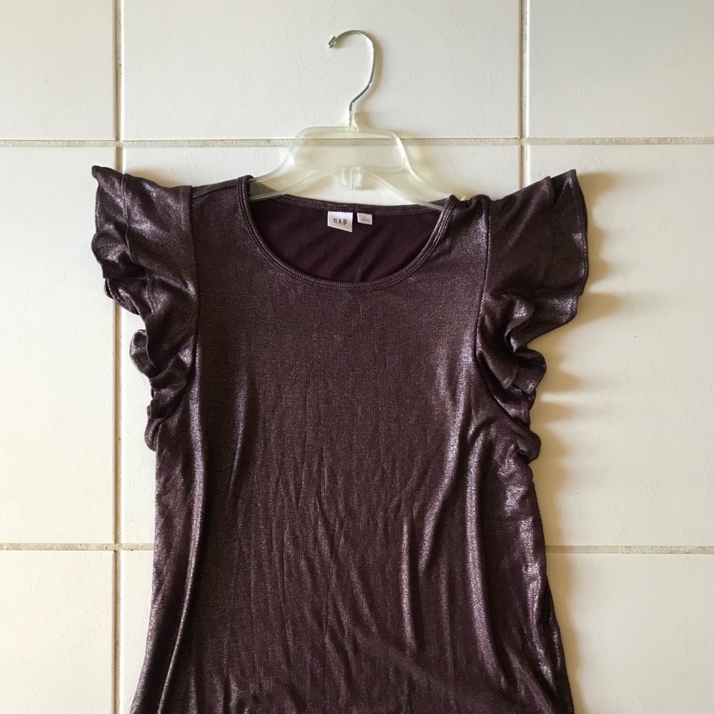 NEW Gap purple satin ribbon blouse, L